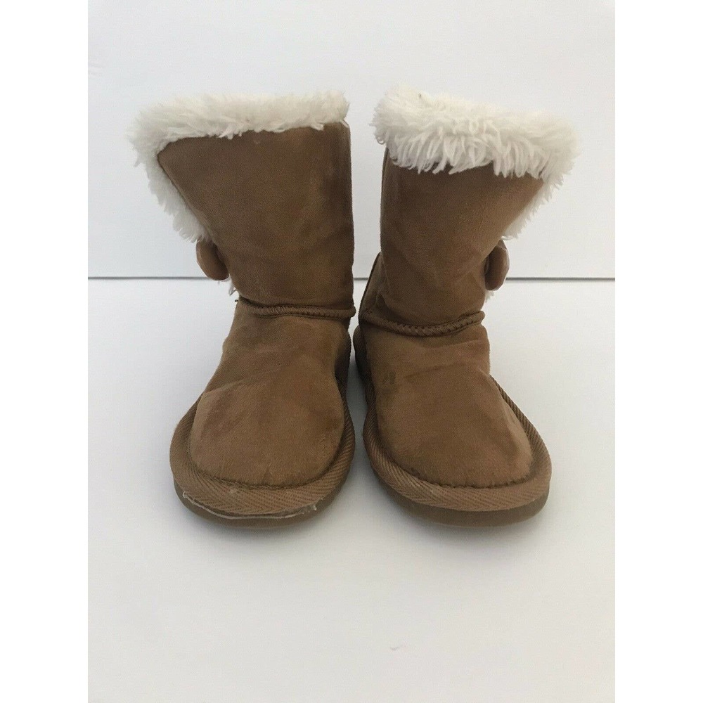 Canyon River Blues Tan Brown Faux Fur Heart Button Girls’ Slip On Boots Size 9